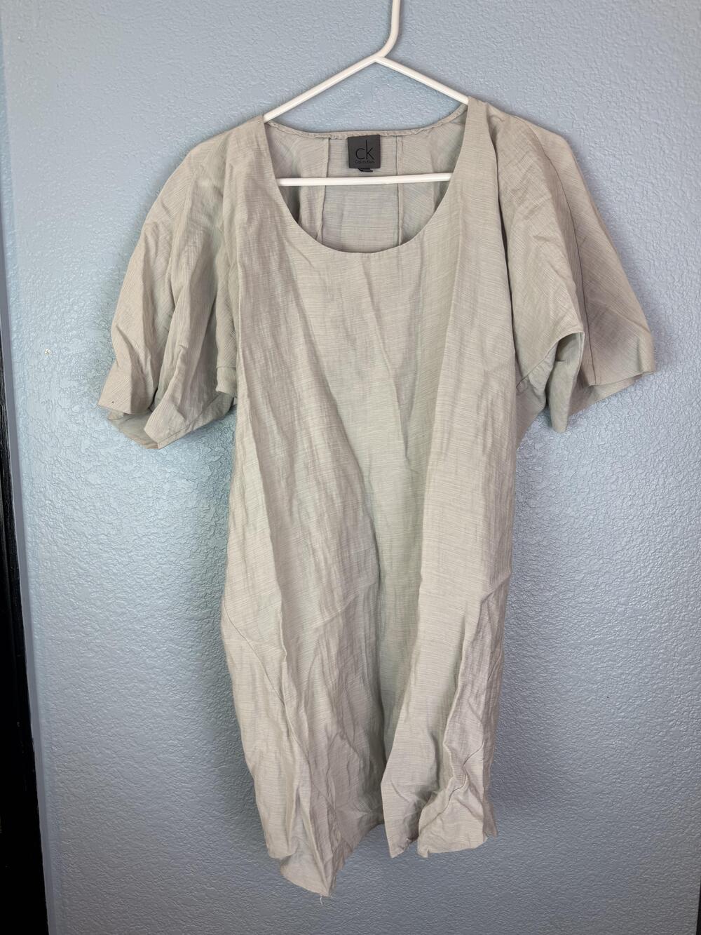 Calvin Klein Dress Womens Large Gray Short Sleeve Scoop Neck Lightweight Viscose